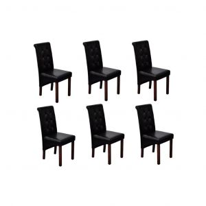 VidaXL Chaise en simili cuir antique noir (lot de 6)