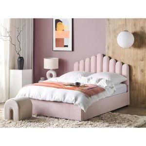 Beliani Lit double en velours rose avec coffre 160 x 200 cm VINCENNES