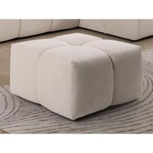 Pouf carré en tissu texturé beige TRIMALDI