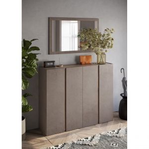 Meuble de rangement 2 portes Ferrare avec 10 &eacute;tageres reglables coloris bronze et ch&ecirc;ne
