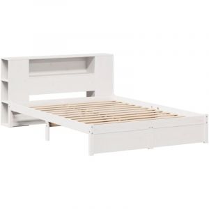 VidaXL Lit bibliothèque sans matelas blanc 140x190 cm bois pin massif