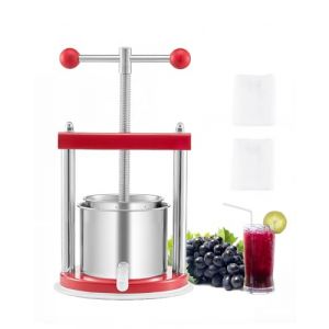 Pressoir à Fruits Manuel Capacité 165 L-VEVOR-Presse à Vin-avec 2 Barils en Acier Inoxydable-avec Poignée en T