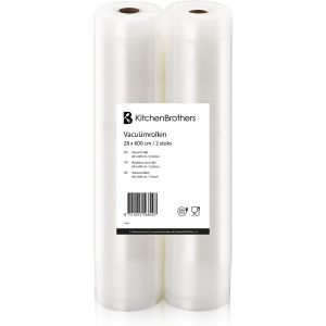 KitchenBrothers Rouleaux de mise sous vide 2 pi&egrave;ces - 28x600cm - sans BPA - pour machine &agrave; vide et sous-vide - Emballage alimentaire universel et solide