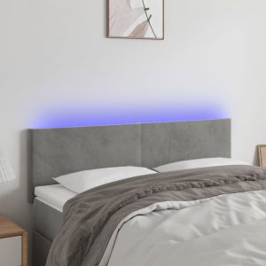 Image de VidaXL Tête de lit à LED Gris clair 144x5x78/88 cm Velours