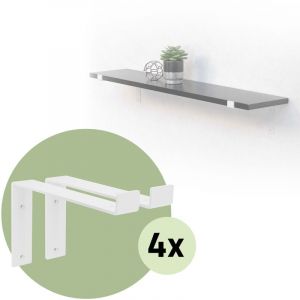 Image de Ml-design - Lot de 8 Supports d'&Eacute;tag&egrave;re 25x4x14,5 cm, en M&eacute;tal, Blanc, Style Industriel, Forme de l, &Eacute;querre pour &Eacute;tag&egrave;res Murales &agrave; 90 degr&eacute;s,