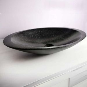 Saniteck - Vasque à poser ovale noire en Terrazzo pour salle de bain moderne
