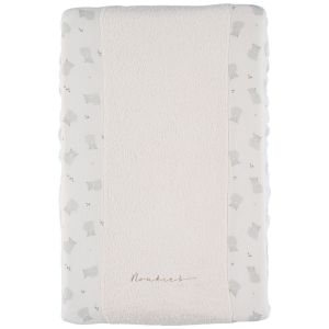 NOUKIE&rsquo;S &ndash; Housse de matelas &agrave; langer avec mousseline &ndash; Coloris blanc &eacute;cru &ndash; Confort absorbant et hygi&eacute;nique &ndash; Broderie Fluffy, Orso & Lily