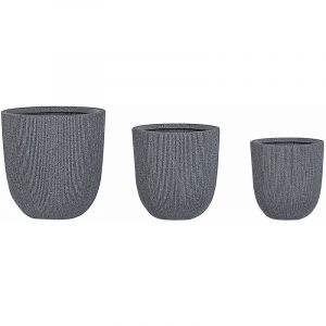 Image de Beliani Lot de 3 cache-pots ronds gris CHIOS