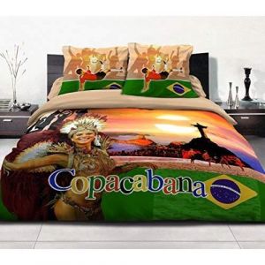 Couette dream in copaccabana Coton - Polyester Anti-acariens 600g/m&sup2; couleurs - Bleu, mati&egrave;re - mixte, tailles - 220 x 240 cm - Bleu