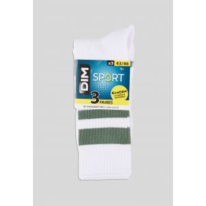 DIM Chaussettes De Sport Homme Blanc À Rayures Multicolore 43/46 - Le Lot De 3