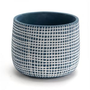 Amadeus Cache pot quadrillé bleu grand modèle - Bleu - Grès