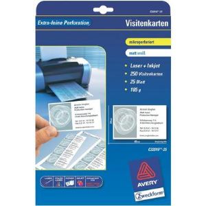 Avery-Zweckform 250 cartes de visite micro-perforées (54 x 85 mm)