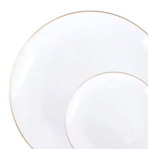 Decor Decorline Ensemble Vaisselles d' iettes r&eacute;utilisables de 32 pi&egrave;ces / Pour 16 Personnes Cl ic Combo Blanc/Or iettes D&icirc;ner & Entr&eacute;e Dessert 2 tailles