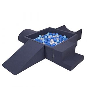 Aire De Jeux En Mousse Avec Carr&eacute; Piscine &agrave; Balles (300 Balles) Pour Enfants, Bleu Fonc&eacute;:Babyblue/Bleu/Perle - bleu fonc&eacute;:babyblue/bleu/perle