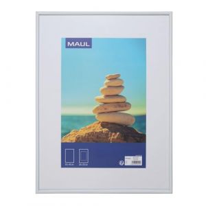 Maul Cadre photo art 30 x 40 cm | Cadre photo en plastique pour format portrait ou paysage | Avec passe-partout | Cadre interchangeable à poser | Idéal pour photos et collages | Blanc
