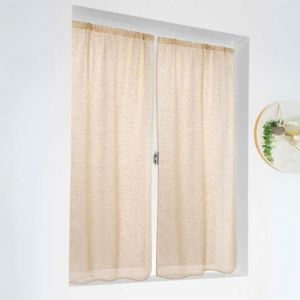 LINDER Paire de vitrages Marcel Lin Jaune et Blanc en 55x120cm