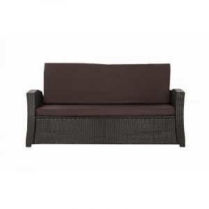 Coussin de banc de jardin - Marron - 110x60x7cm - Polyester - R&eacute;sine tress&eacute;e - Confortable