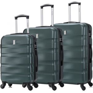Celims France France - Set Valise Rigide 3 Pièces | Cabine + Moyenne + Grande Taille | 55cm + 65cm + 75cm | Valise Lot de 3 | Vert