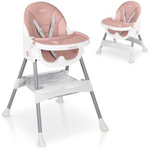 Ricokids Chaise haute pour b&eacute;b&eacute; &agrave; partir de 6 mois - Hauteur r&eacute;glable - Planche &agrave; manger amovible - Ceinture de s&eacute;curit&eacute; - Rose