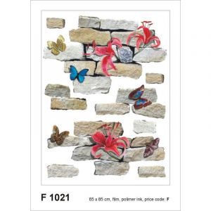 AG Bricks and flowers, Grand sticker mural 65 x 85 cm ART
