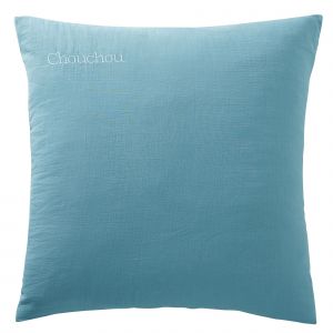 Taie sac 65x65 bleu glacier en coton