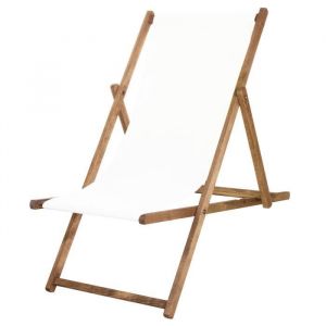 Chaise longue en bois imprégné avec une toile blanche. - bianco