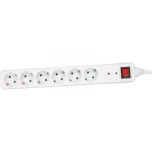 Inline 16461Q Bloc multiprise 6 Prises avec Protection Contre Les surtensions avec Interrupteur Blanc 1,5 m