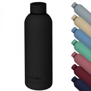 Bouteille, gourde isotherme chaud ou froid en acier inoxydable, réutilisable - 500 ml - Noir - Vivezen