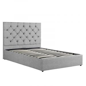 Image de Lit Coffre Adulte en Tissu "Tuvoa" 140x190cm Gris Prix