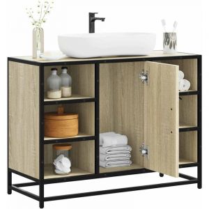 VidaXL Armoire lavabo de salle de bain ch&ecirc;ne sonoma bois d'ing&eacute;nierie