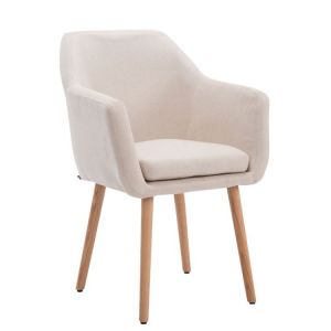 CLP Chaise De Salle A Manger Retro Utrecht en Tissu I Rembourrée I Chaise Design Scandinave avec Accoudoirs Et Dossier Beige, Nature