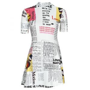 Desigual Robe courte skater journal Blanc - Taille 42