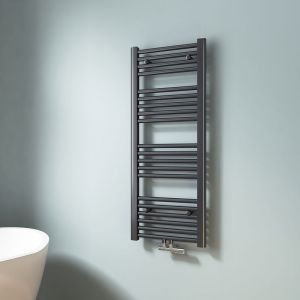 Image de S&egrave;che-serviette eau chaude, Radiateur s&egrave;che-serviettes raccordement central Anthracite 100x40cm 382 Watts - Emke