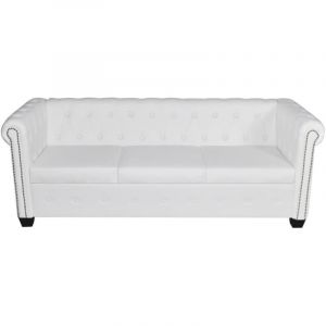 Canap&eacute;-lit 3 places lit d'invit&eacute; convertible de salon lit de jour pliable de salle de s&eacute;jour maison int&eacute;rieur places cuir synth&eacute;tique blanc