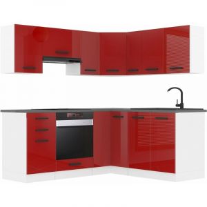 Belini - Cuisine Equipee Complete Sarah Muebles de Cuisine Complets. L-Forme Cuisine. Cuisine Complete sans Plan de Travail, Rouge très Brillant