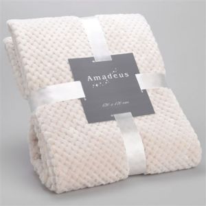 Amadeus Plaid Damier cr&egrave;me 170x240 cm - Beige - Polyester