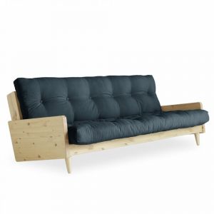 Image de Inside75 Canapé 3/4 places convertible INDIE style scandinave futon bleu pétrol couchage 130*190 cm. - bleu