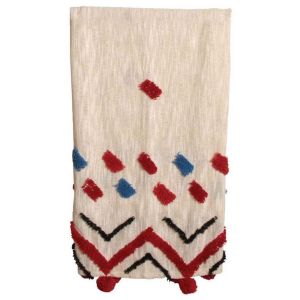 Aubry Gaspard Plaid à pompons en coton tufté