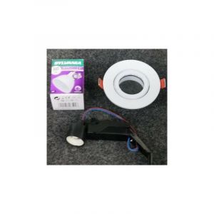 Sylvania Kit spot encastr&eacute; led 6W orientable &oslash; 95mm blanc avec lampe GU10 3000K 345lm 230V dimmable 40&deg; IP44 refled V2 Inset