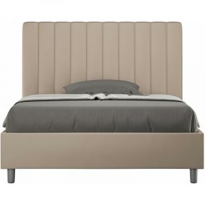 Lit capitonné design italien 120x190 cm simili cuir café au lait Nighty Avec sommier et sans coffre