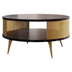 Forini - table basse - effet marbre noir et doré - 75 cm - Noir / Doré