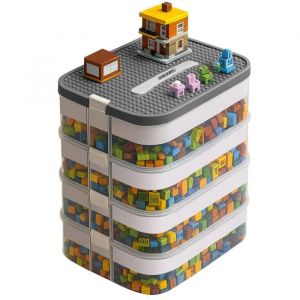 Iso Trade Boîte de rangement avec compartiments empilables pour jouets briques de construction 4 niveaux