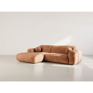 Louise - canap&eacute; d'angle gauche 4 places en velours textur&eacute; - terracotta