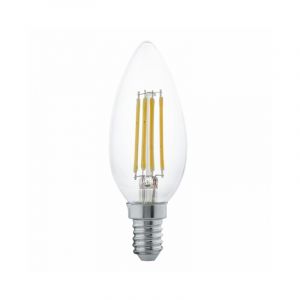 Eglo Lampe Led E14 - Ampoule Bougie Classique - Lampe Led Pour Éclairage Rétro - 4 W (Équivalent à 40 W) - 470 Lm - E14 - Blanc Chaud - 2700 K - Ampoule Led Edison C35 - Diamètre : 3,5 cm