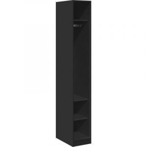 VidaXL Garde-robe noir 30x50x200 cm bois d'ingénierie, armoire de rangement, organisateur de garde-robe, armoire, placard, garde-robe de chambre