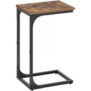 Table dappoint - Style Industriel - Marron Rustique et Noir - Design en C - 40x30x62 cm