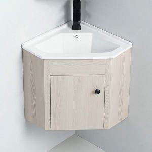 Image de Rue du Bain Meuble Bas d'angle salle de bain Chêne Gris 42x42 cm - Scandinave