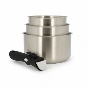 Menastyl Set 3 casseroles avec poign&eacute;e en acier inoxydable, IRIS