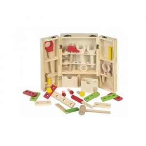 Mallette bricolo kid's 40 pieces en bois - boite a outils enfant 3 ans - jouet d'imitation - bricolage construction