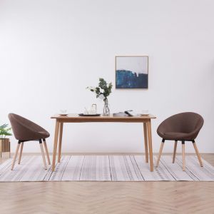 Image de VidaXL 2 pcs Chaises de salle à manger Marron Tissu